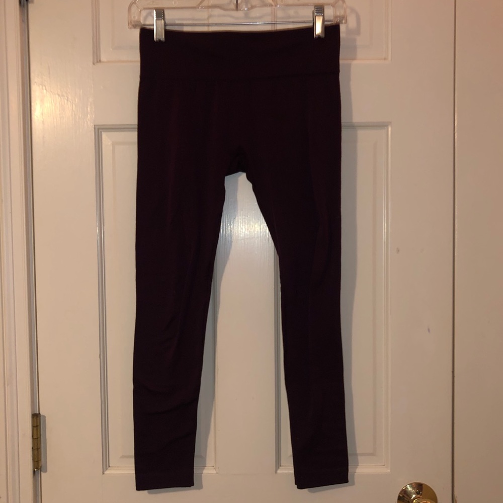 Maroon 7/8 Leggings With Extra Thick Waist Line